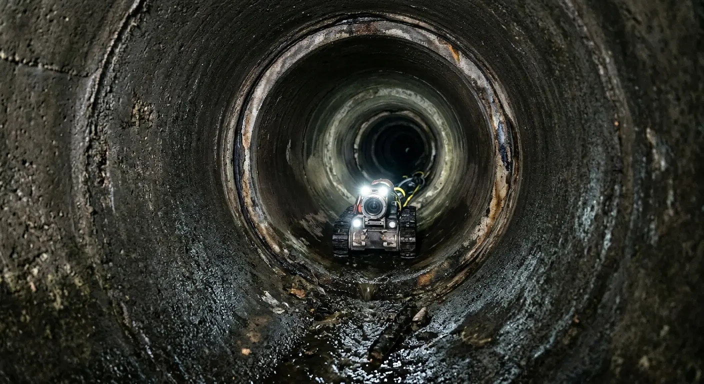 Robotic sewer camera inspecting pipe interior for Drain Snake Service in Coolbaugh